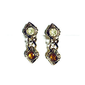 VTG Gold Clip On Dangle Earrings